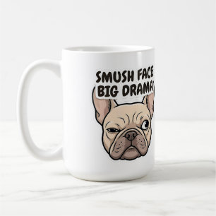 Taza De Café Diseño divertido de Bulldog Francés con cara aplas