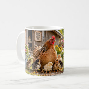 Taza De Café Diseño divertido de gallina y pollitos para mamá g
