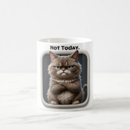 Taza De Café Diseño divertido de gato enfurecido "No hoy"