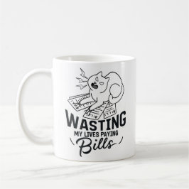 Taza De Café Diseño Divertido de Gato que Derrocha Vidas