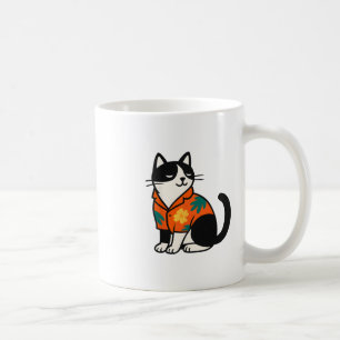 Taza De Café Diseño divertido de gato tropical hawaiano de vaca