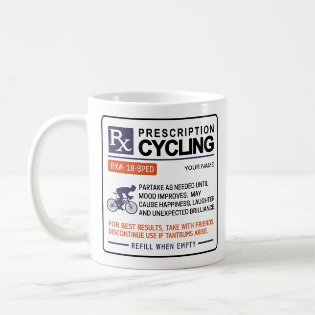 Taza De Café Diseño divertido de la receta de ciclismo Mug (Izquierda)