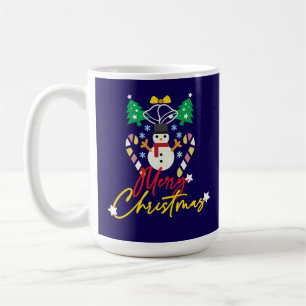 Taza De Café Diseño Divertido de Navidad con Campana y Árboles