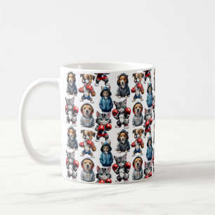 Taza De Café Diseño divertido de patrones de perros gatos en bo