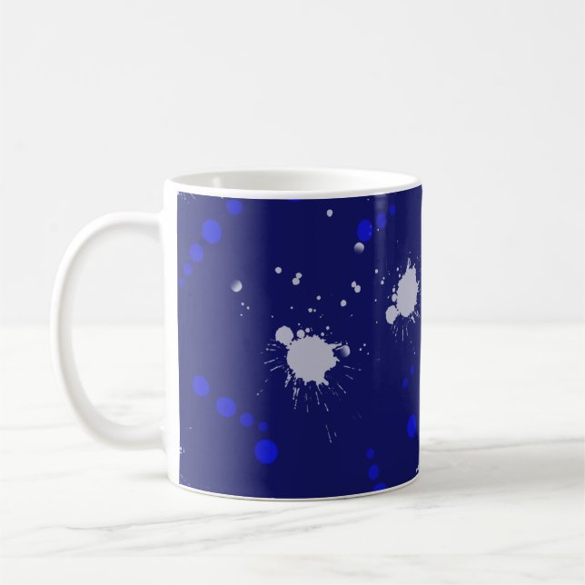 Taza De Café diseño divertido de splat azul y blanco (Izquierda)