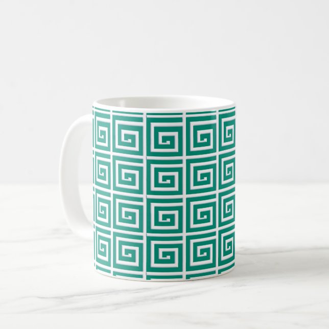 Taza De Café Diseño dominante griego - trullo y blanco (Anverso izquierdo)