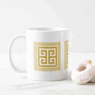 Taza De Café Diseño dorado de patrón de clave griega
