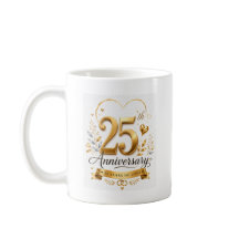 Diseño dorado del 25º aniversario, 25 años de amor