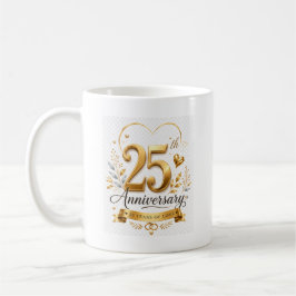 Taza De Café Diseño dorado del 25º aniversario, 25 años de amor