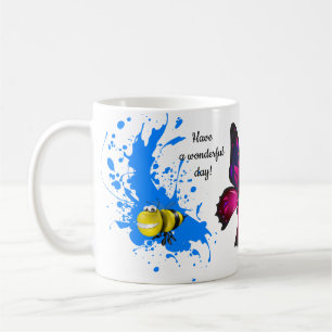 Taza De Café Diseño ecléctico con mariposas y miel