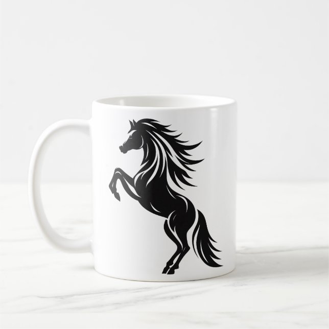 Taza De Café Diseño elegante de silueta de caballos de cría (Izquierda)