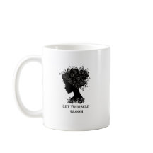 Diseño elegante de silueta floral en blanco y negr