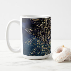 Taza De Café Diseño elegante Gold Mandala Blue Galaxy