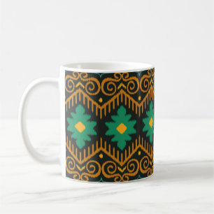 Taza De Café Diseño étnico Ikat Fabric Borroidado