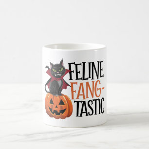 Taza De Café Diseño felino de un gato de vampiros de Halloween