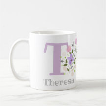 Diseño floral Café Mug con el nombre Theresa