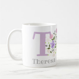 Taza De Café Diseño floral Café Mug con el nombre Theresa