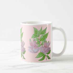Taza De Café diseño floral con flores rosa bonito