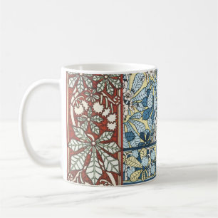 Taza De Café Diseño Floral de Castaño Art Nouveau Antiguo