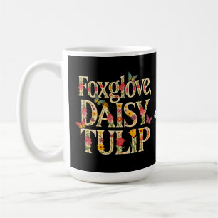 Taza De Café Diseño Floral de Digitalis Margarita Tulipán Flor