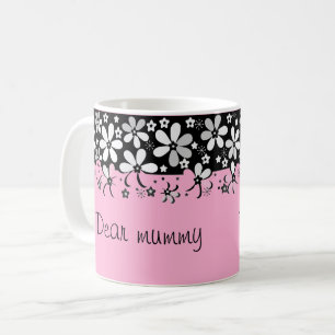 Taza De Café Diseño floral de flores de dibujos animados en bla