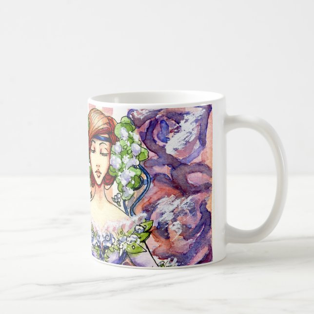 Taza De Café Diseño floral de la acuarela del Victorian (Derecha)