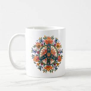 Taza De Café Diseño floral de símbolo de la paz 13