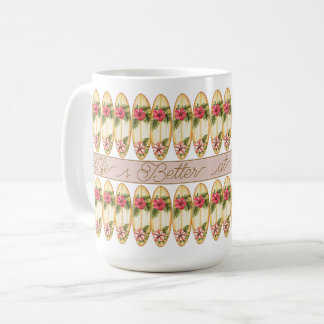 Taza De Café Diseño floral de tabla de surf tropical – Frase pe