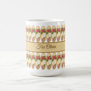 Taza De Café Diseño floral de tabla de surf tropical – Personal
