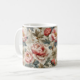 Taza De Café Diseño floral elegante. peonías rosadas pálidas