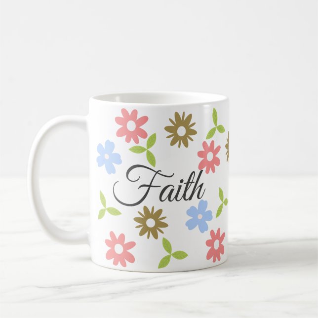 Taza De Café diseño floral en tonos pastel y dorado (Izquierda)