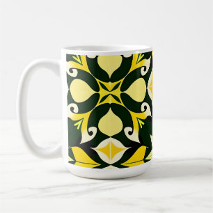 Taza De Café Diseño floral geométrico vibrante