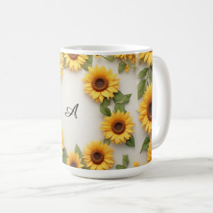 Taza De Café Diseño Floral Girasol Campestre