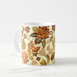 Taza De Café Diseño Floral Heritage Cobre Dorado Cálido