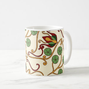 Taza De Café diseño floral inspirado en el Art Nouveau