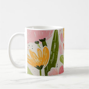 Taza De Café Diseño floral moderno Retro Mid Century