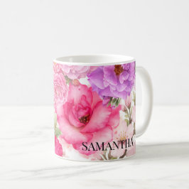 Taza De Café Diseño Floral Personalizado