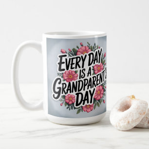 Taza De Café Diseño floral rosa en el día de los abuelos