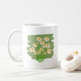 Taza De Café Diseño Floral Rústico sobre Fondo Verde