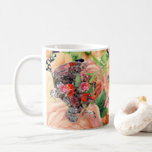 Taza De Café Diseño Floral Skull