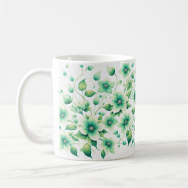 Taza De Café Diseño floral verde elegante y elegante