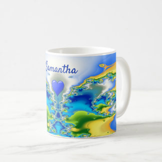 Taza De Café Diseño fractal de atolón de paraíso personalizado