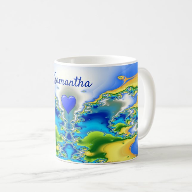 Taza De Café Diseño fractal de atolón de paraíso personalizado (Anverso derecho)