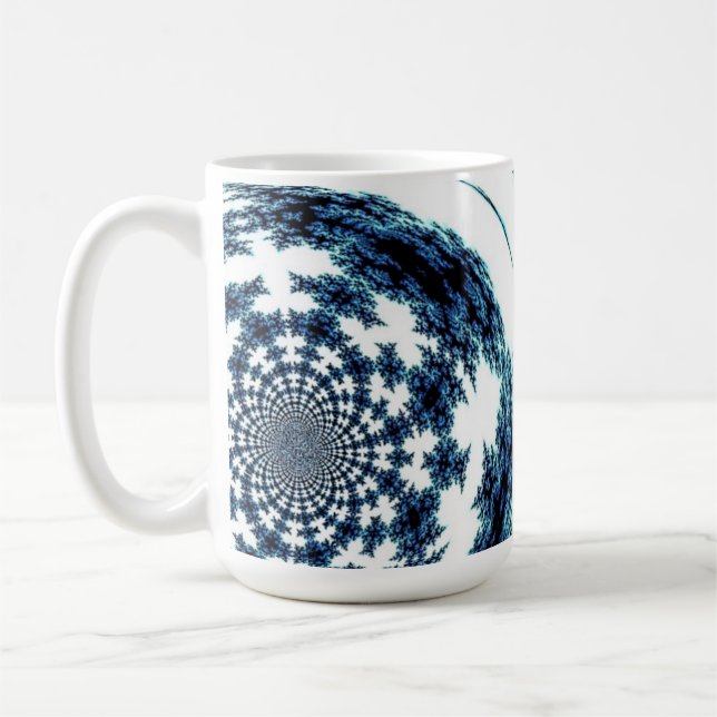 Taza De Café Diseño Fractal de Hilo Girado Azul (Izquierda)