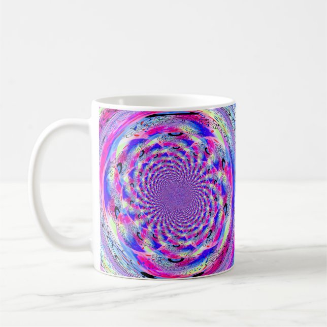 Taza De Café Diseño fractal psicodélico (Izquierda)