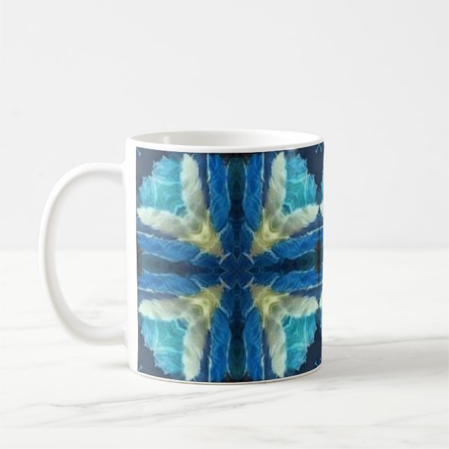 Taza De Café Diseño geométrico azul turquesa acuamarina amarill (Izquierda)