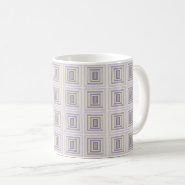 Taza De Café Diseño geométrico de Lavanda Gris en caja (Anverso derecho)