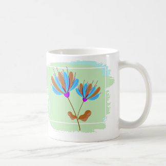 Taza De Café Diseño geométrico del pincel de brote de flor de a