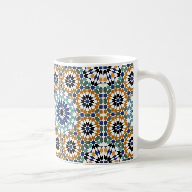 Taza De Café Diseño geométrico turco azul y marrón (Derecha)