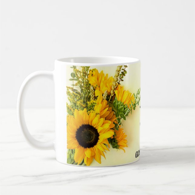 Taza de cafe diseño girasol y frace motivadora  (Izquierda)